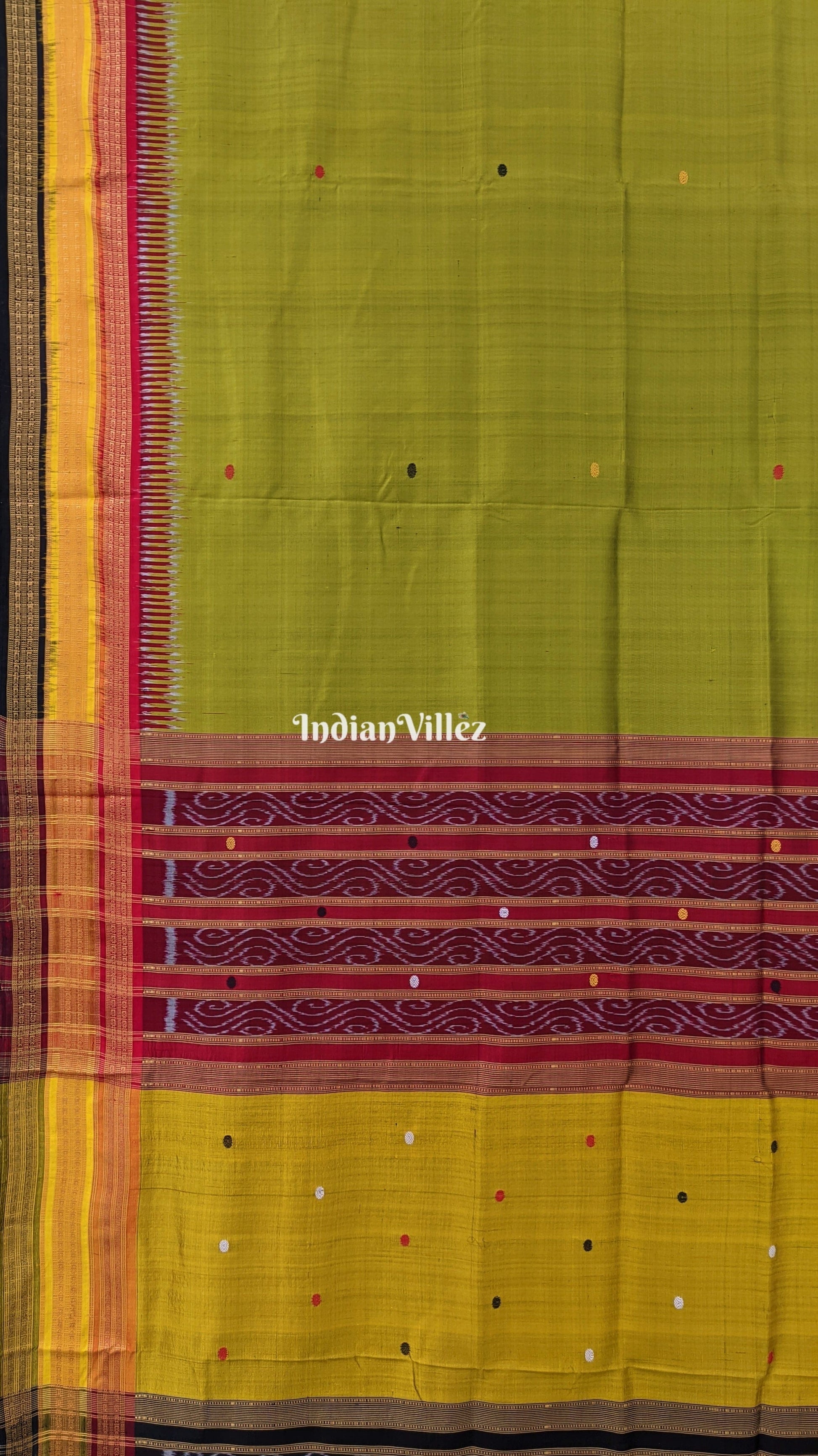 Mehndi Green Kathiphera Ikat Odisha Handloom Khandua Silk Saree