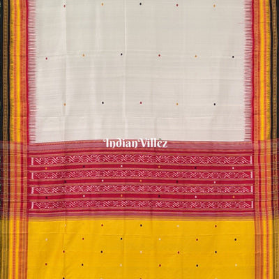 White Kathiphera Ikat Odisha Handloom Khandua Silk Saree
