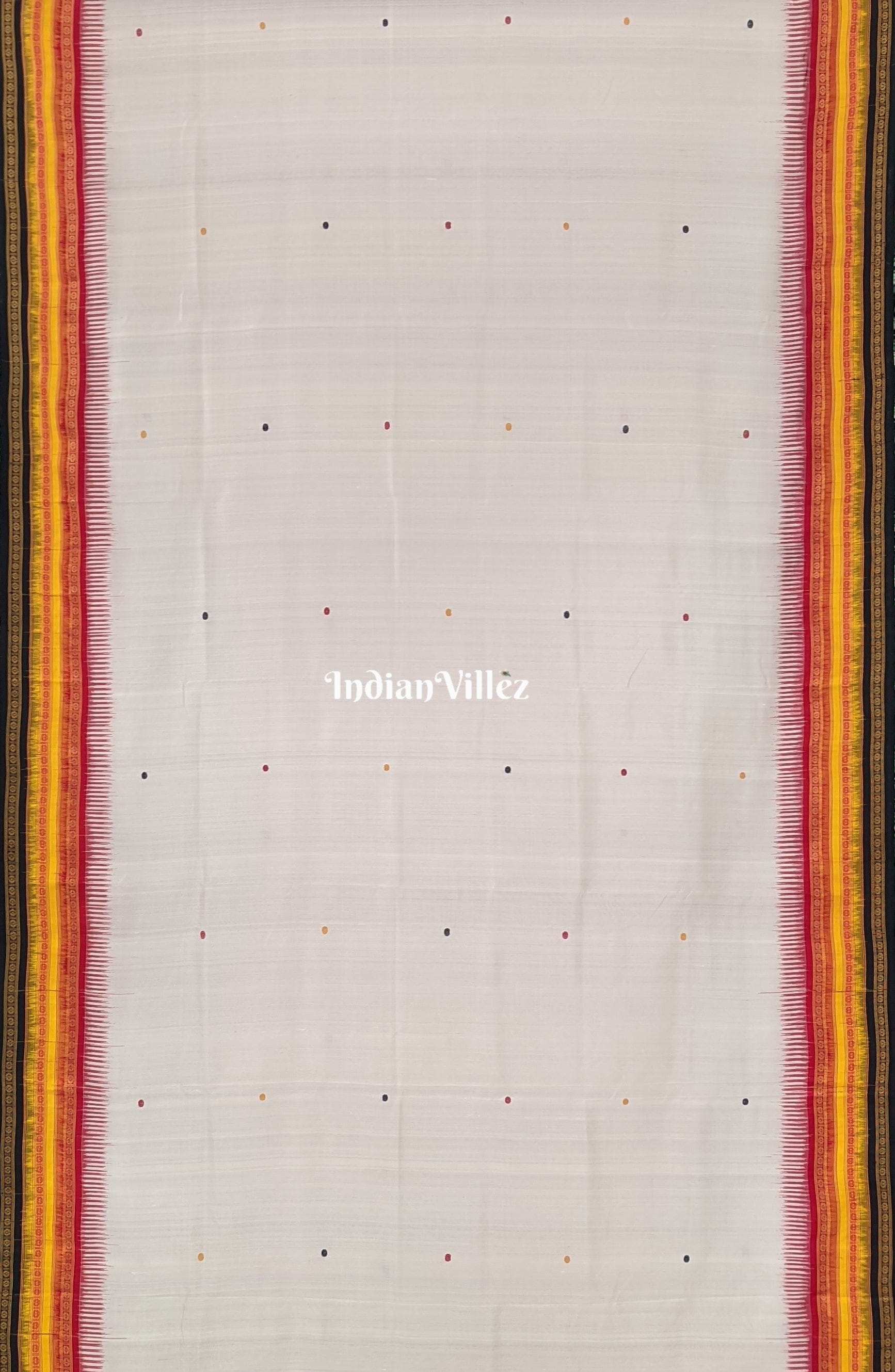 White Kathiphera Ikat Odisha Handloom Khandua Silk Saree