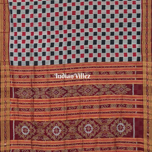 Off White Red Black Odisha Handloom Khandua Silk Saree