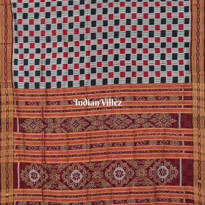 Off White Red Black Odisha Handloom Khandua Silk Saree