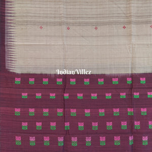 Chandan Color Gopalpur Tussar Silk Saree with Lotus Anchal