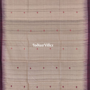 Chandan Color Gopalpur Tussar Silk Saree with Lotus Anchal