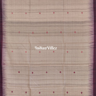 Chandan Color Gopalpur Tussar Silk Saree with Lotus Anchal