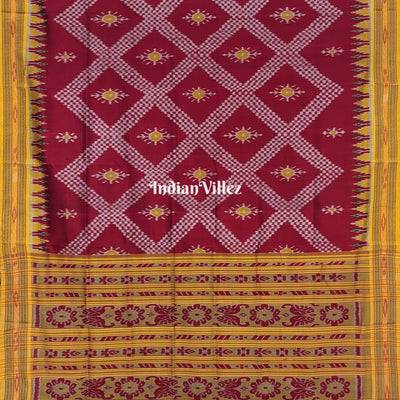 Maroon Odisha Handloom Tarabali Khandua Silk Saree