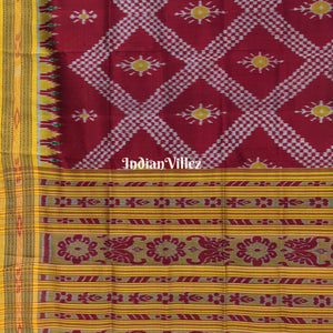 Maroon Odisha Handloom Tarabali Khandua Silk Saree