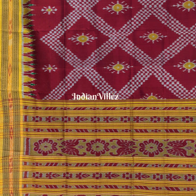 Maroon Odisha Handloom Tarabali Khandua Silk Saree
