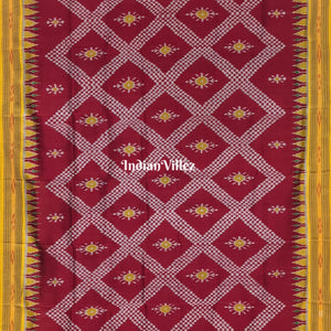 Maroon Odisha Handloom Tarabali Khandua Silk Saree
