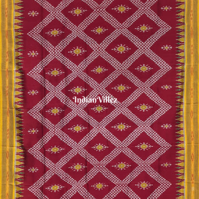 Maroon Odisha Handloom Tarabali Khandua Silk Saree