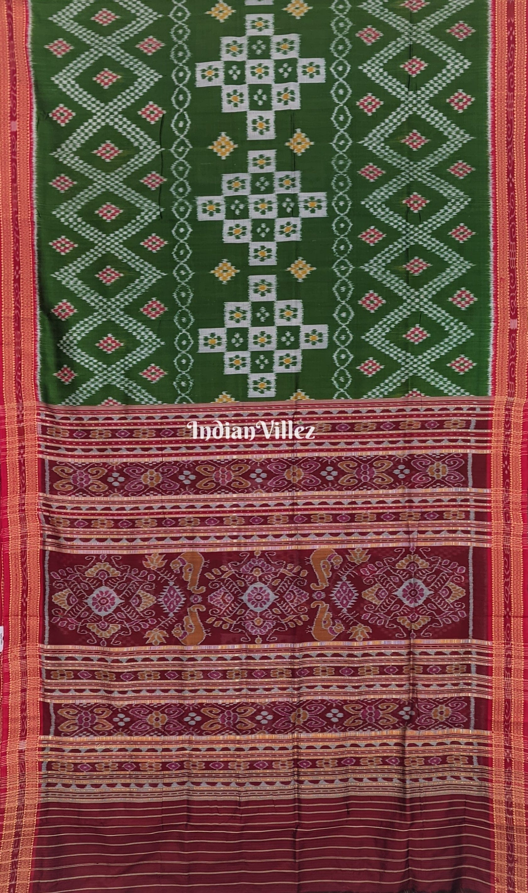 Mehndi Green Body Tarabali Pasapali Silk Saree