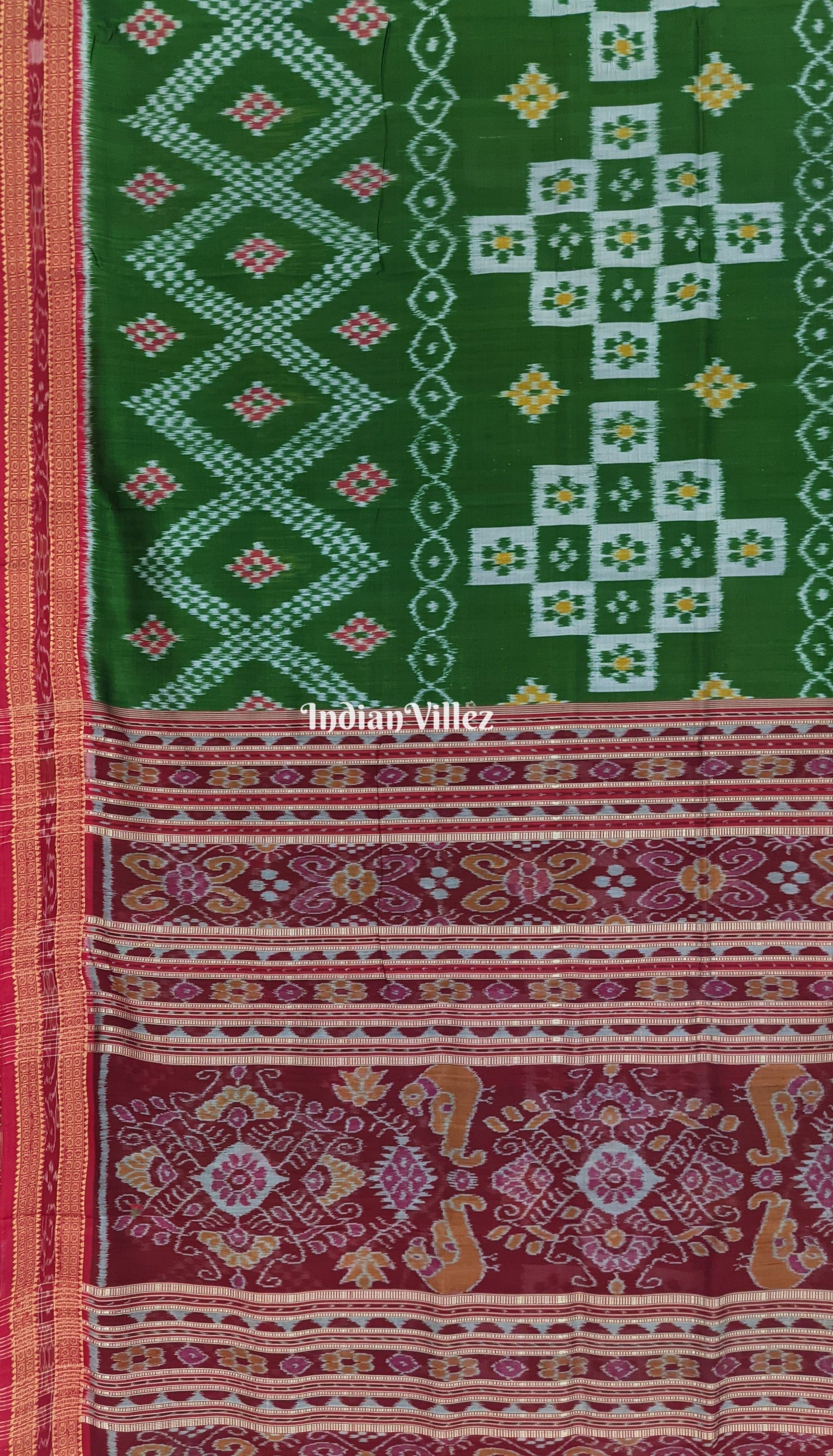 Mehndi Green Body Tarabali Pasapali Silk Saree