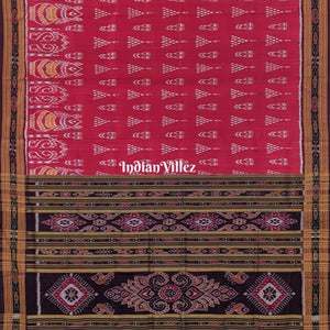 Maroon Jhoti Odisha Handloom Khandua Silk Saree