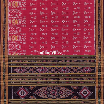 Maroon Jhoti Odisha Handloom Khandua Silk Saree