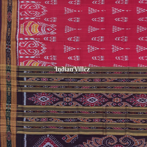 Maroon Jhoti Odisha Handloom Khandua Silk Saree
