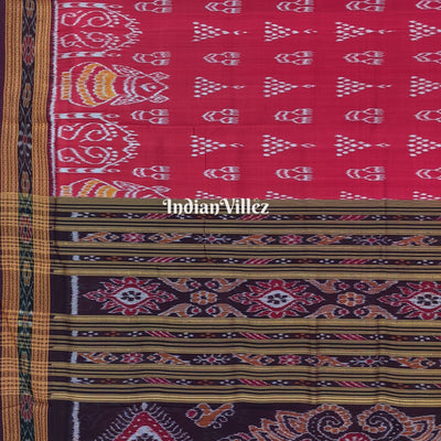 Maroon Jhoti Odisha Handloom Khandua Silk Saree