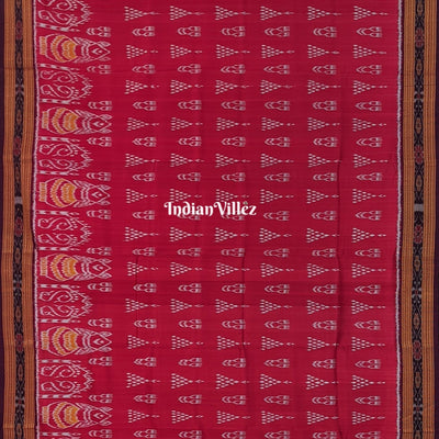 Maroon Jhoti Odisha Handloom Khandua Silk Saree