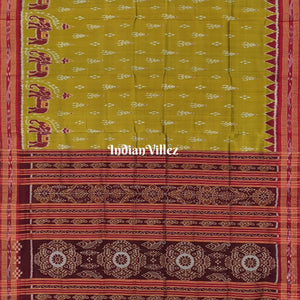 Mehndi Green Elephant Mayur Chandrika Khandua Silk Saree