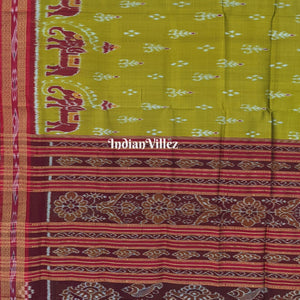 Mehndi Green Elephant Mayur Chandrika Khandua Silk Saree