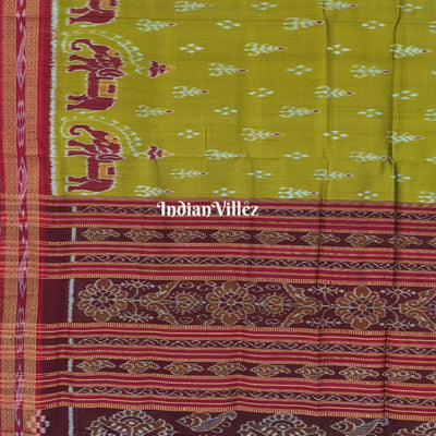 Mehndi Green Elephant Mayur Chandrika Khandua Silk Saree