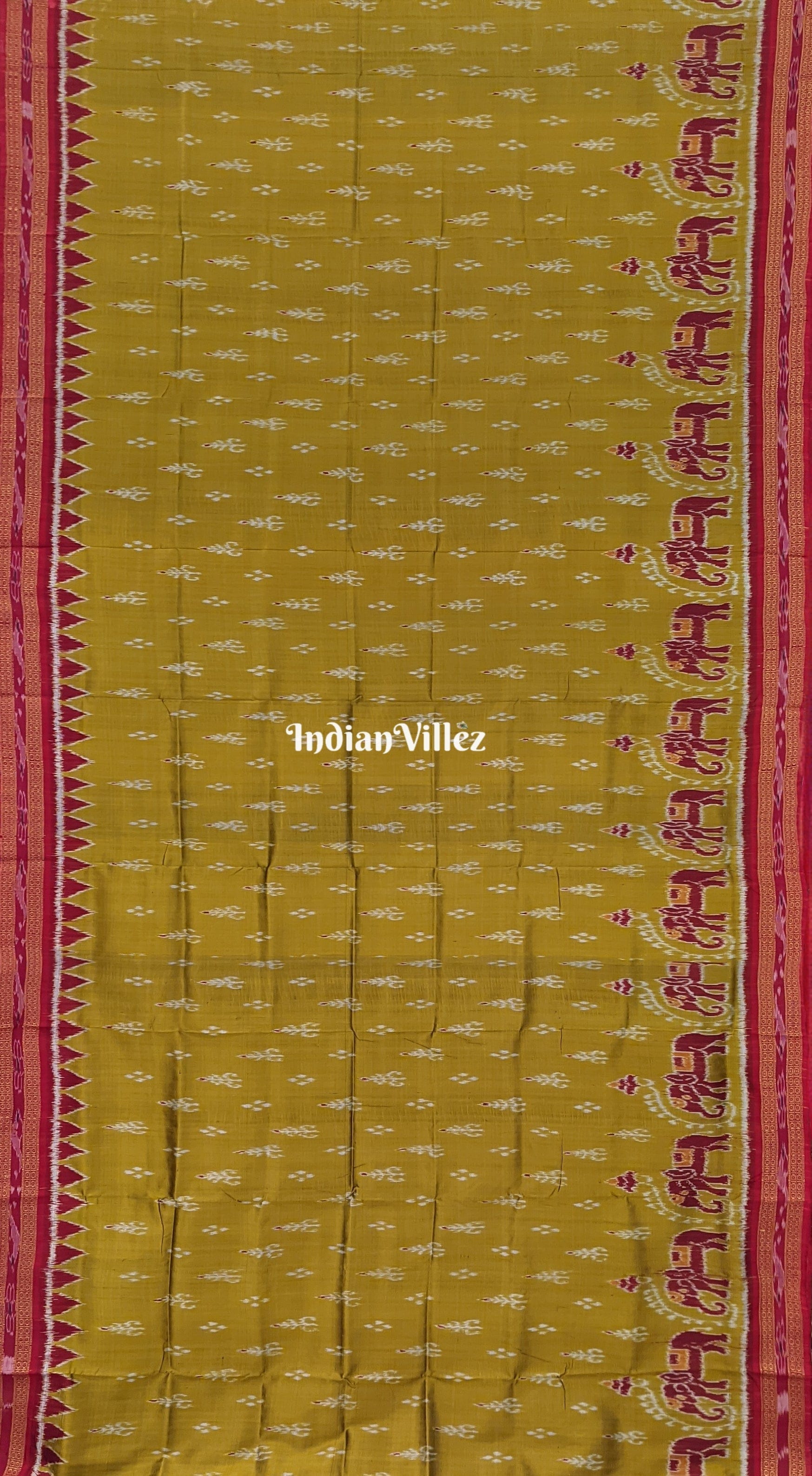 Mehndi Green Elephant Mayur Chandrika Khandua Silk Saree