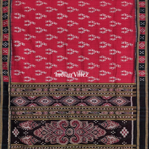 Maroon Tribal Theme with Single Pasapali Border Khandua Silk Saree