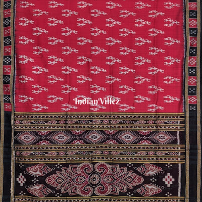 Maroon Tribal Theme with Single Pasapali Border Khandua Silk Saree