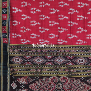 Maroon Tribal Theme with Single Pasapali Border Khandua Silk Saree