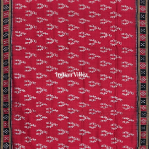 Maroon Tribal Theme with Single Pasapali Border Khandua Silk Saree