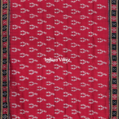 Maroon Tribal Theme with Single Pasapali Border Khandua Silk Saree