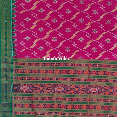 Pink Floral Theme Odisha Handloom Khandua Silk Saree