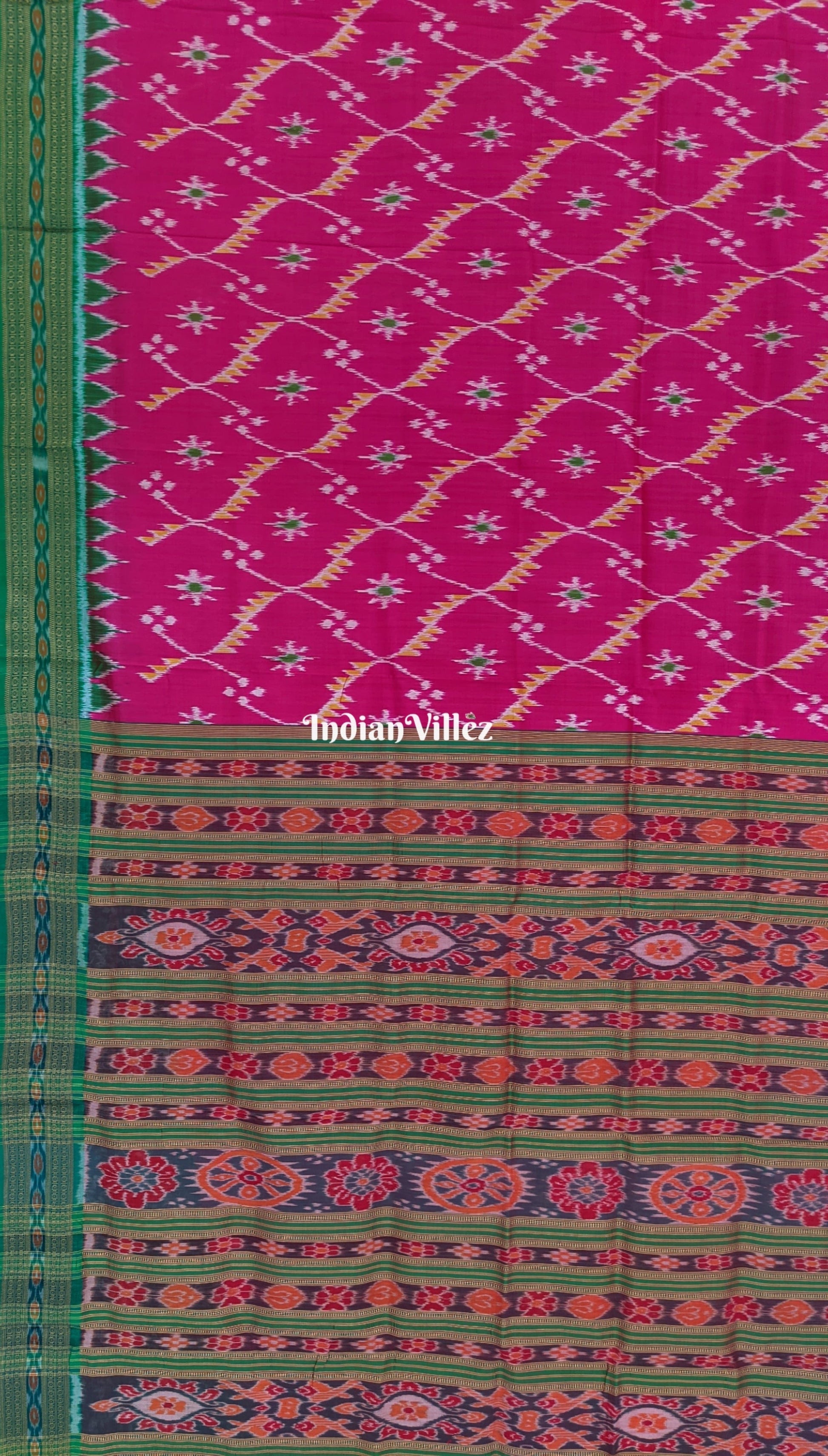 Pink Floral Theme Odisha Handloom Khandua Silk Saree
