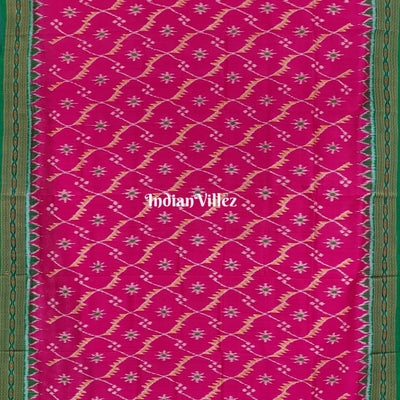 Pink Floral Theme Odisha Handloom Khandua Silk Saree