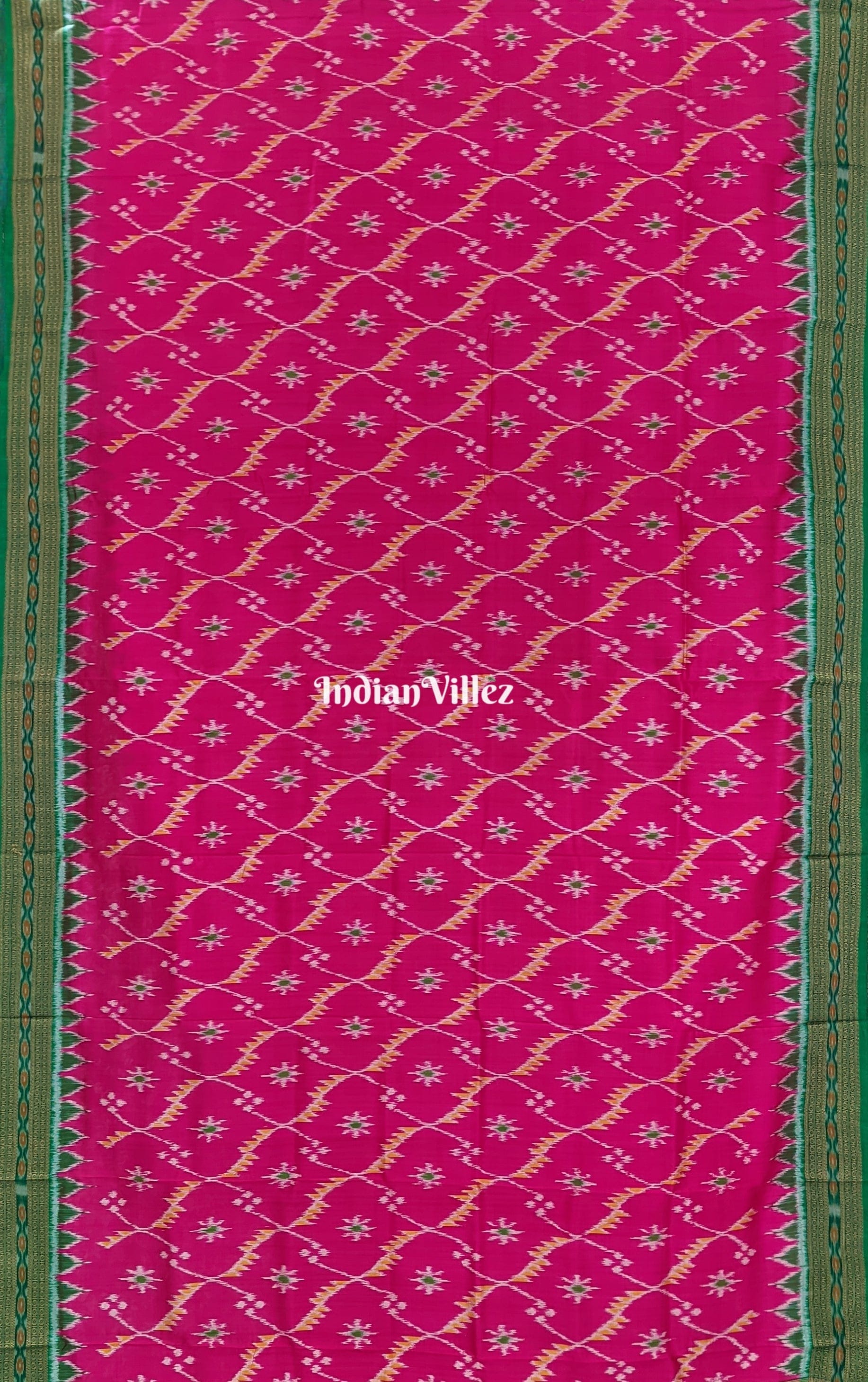 Pink Floral Theme Odisha Handloom Khandua Silk Saree