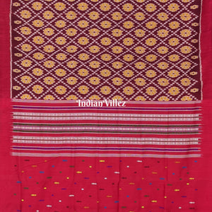 Maroon Contemporary Odisha Ikat Silk Saree