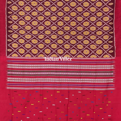 Maroon Contemporary Odisha Ikat Silk Saree