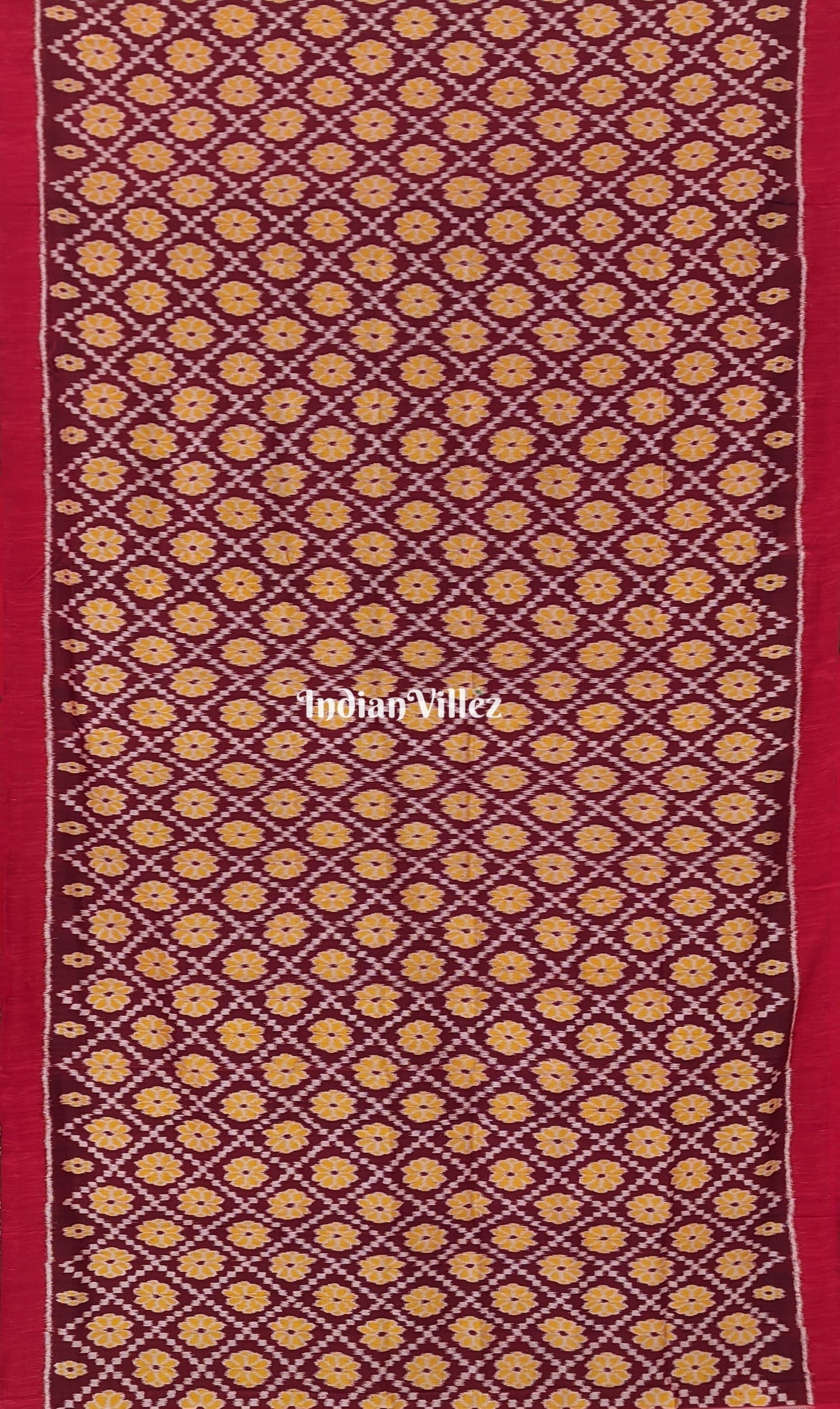 Maroon Contemporary Odisha Ikat Silk Saree