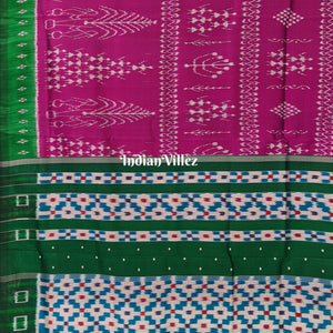 Magenta Pink Tribal Theme Contemporary Handloom Silk Saree