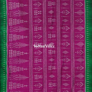 Magenta Pink Tribal Theme Contemporary Handloom Silk Saree