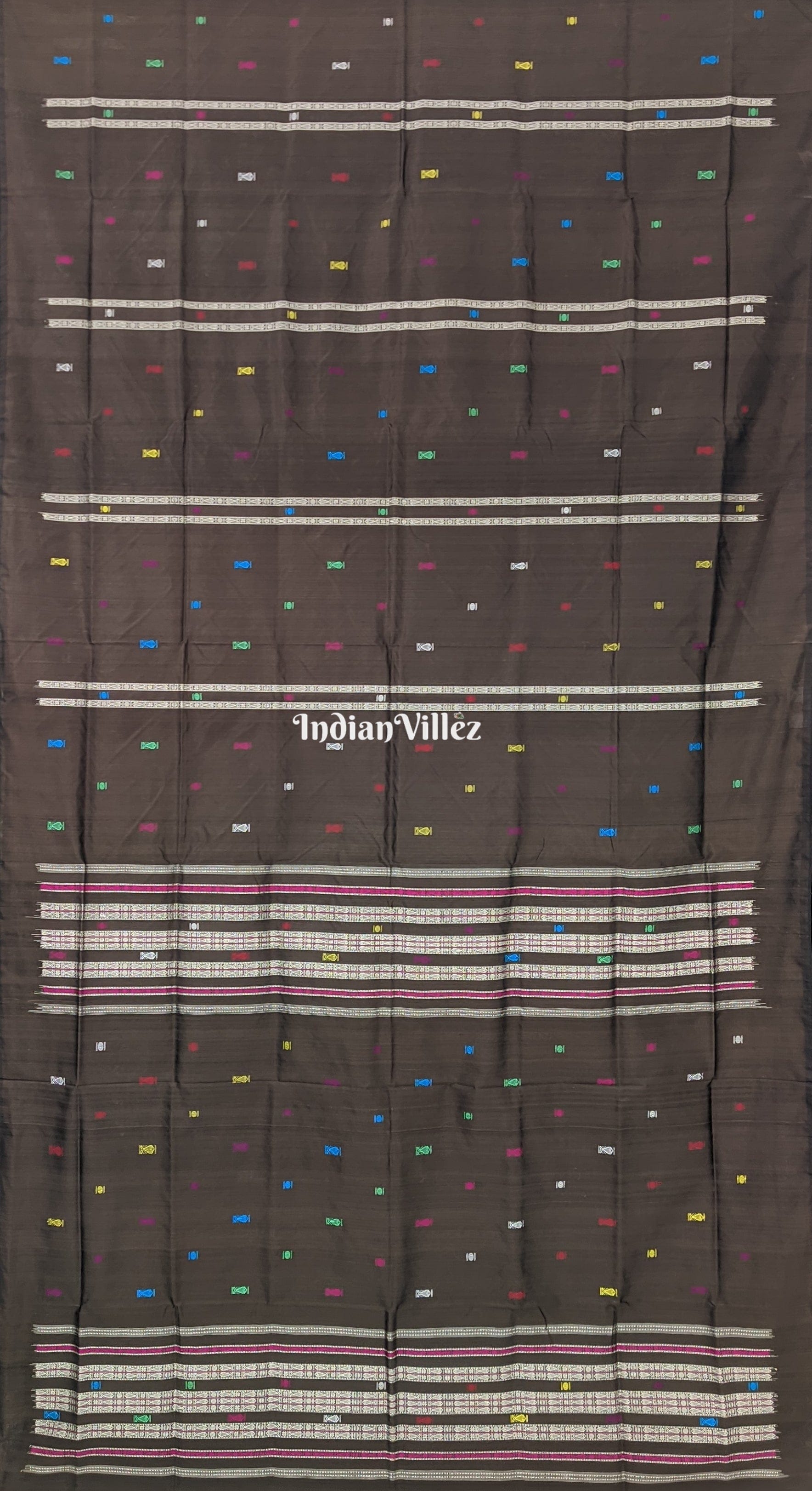 Black Habaspuri Inspired  Sambalpuri Contemporary Bomkai Silk Saree