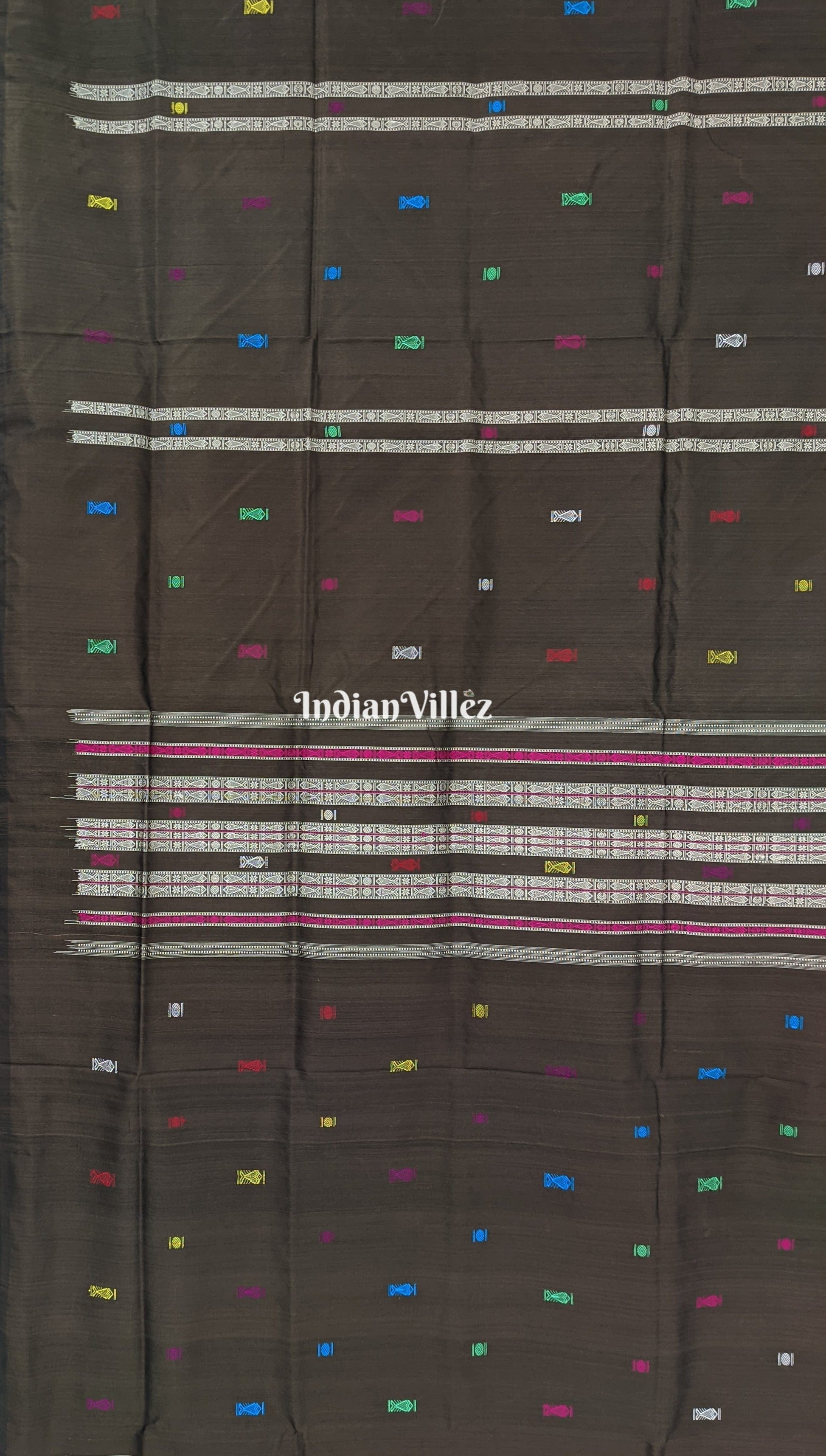 Black Habaspuri Inspired  Sambalpuri Contemporary Bomkai Silk Saree