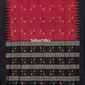 Maroon Leaf Design Odisha Ikat Contemporary Bomkai Silk Saree