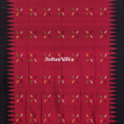 Maroon Leaf Design Odisha Ikat Contemporary Bomkai Silk Saree