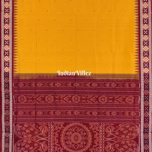Yellow Single Pasapali Border Bomkai Sambalpuri Silk Saree