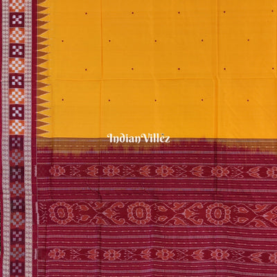 Yellow Single Pasapali Border Bomkai Sambalpuri Silk Saree
