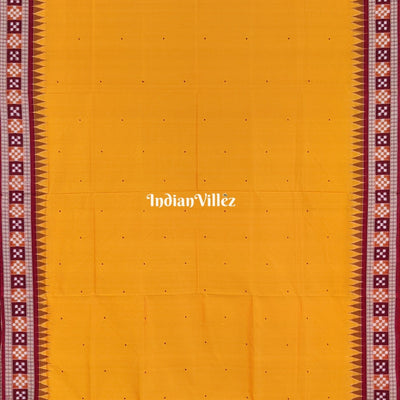 Yellow Single Pasapali Border Bomkai Sambalpuri Silk Saree