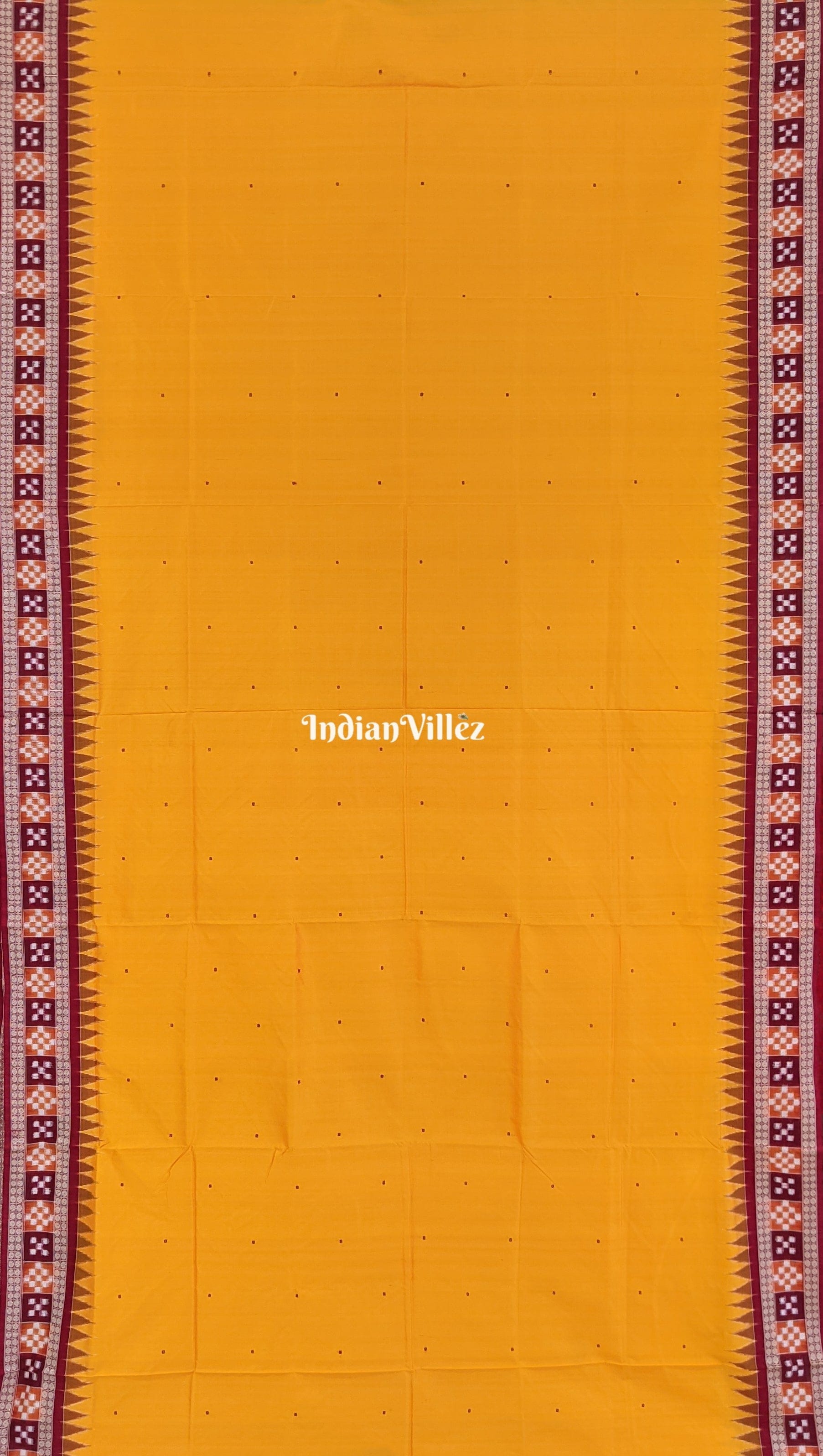 Yellow Single Pasapali Border Bomkai Sambalpuri Silk Saree