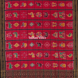 Red Nabakothi Odisha Handloom Silk Dupatta