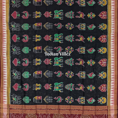Black Nabakothi Nabarangi Odisha Handloom Silk Dupatta
