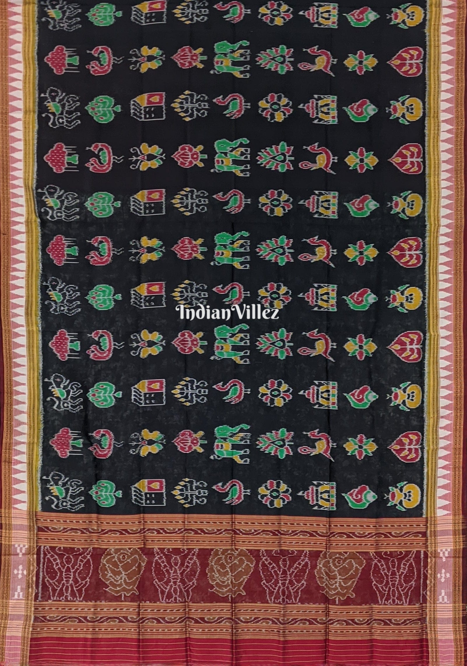 Black Nabakothi Nabarangi Odisha Handloom Silk Dupatta