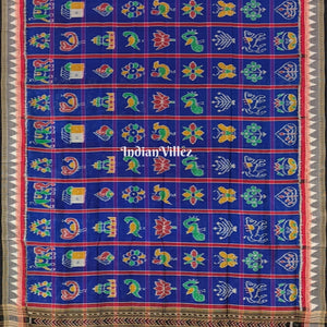 Navy Blue Nabakothi Odisha Handloom Silk Dupatta